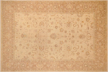 handmade Traditional Kafkaz Chobi Ziegler Tan Brown Hand Knotted RECTANGLE 100% WOOL area rug 10 x 14